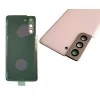 Задняя крышка для Samsung S21/ SM-G991 (со стеклом камеры) (LOGO) (розовый)