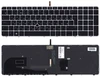 Клавиатура для HP Elitebook 850 G3 850 G4 черная с серой рамкой и подсветкой