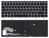 Клавиатура для HP Elitebook 840 G5 черная с серебристой рамкой и подсветкой