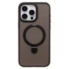 Чехол силиконовый MagSafe iPhone 15 Pro Max, с кольцом подставкой, черный