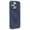 Чехол силиконовый MagSafe iPhone 15 Pro Max, с кольцом подставкой, темно-синий