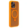 Чехол силиконовый MagSafe iPhone 15 Pro Max, с кольцом подставкой, оранжевый