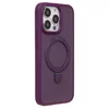 Чехол силиконовый MagSafe iPhone 15 Pro Max, с кольцом подставкой, фиолетовый