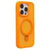 Чехол силиконовый MagSafe iPhone 15 Pro, с кольцом подставкой, оранжевый