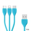 USB кабель Remax LESU 3 в 1 Micro/ Lightning/ Type-C (RC-050th), голубой -15%