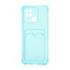 Чехол силиконовый противоударный с визитницей Xiaomi Redmi 10C прозрачный, голубой