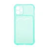 Чехол силиконовый с визитницей для iPhone 12 mini прозрачный мятный