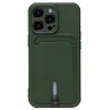 Чехол-накладка - SC304 с картхолдером для "Apple iPhone 14 Pro" (dark green)