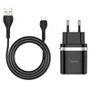 Адаптер Сетевой с кабелем Hoco C12Q QC3.0 USB 3A/18W (USB/Micro USB) (black)