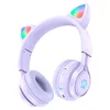Bluetooth-наушники полноразмерные Hoco W39 Cat ear kids BT (повр. уп.) (purple)