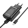 Адаптер Сетевой с кабелем Borofone BA54A Wide QC 2USB 18W (USB/Micro USB) (black)