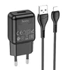 Адаптер Сетевой с кабелем Hoco C96A USB 2,1A/10W (USB/Lightning) (black)