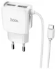Сетевое зарядное устройство USB HOCO C59A (кабель Micro, 2 USB, 2.4A)  (Белый)