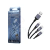 Кабель USB - 3 в 1 (Lightning + MicroUSB + Type-C) Azeada PD-B52th (5A, оплетка такнь, 1,2 м) Черный