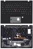 Клавиатура (топ-панель) для ноутбука Lenovo X1 Nano Gen 1 черная с черным топкейсом, с трекпойнтом и подсветкой