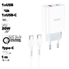 Блок питания (сетевой адаптер) HOCO C97A 1xUSB QC3.0 1xUSB-С PD20W + USB-C кабель Type-C 1 м (белый)