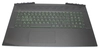 Клавиатура (топ-панель) для ноутбука HP Pavilion Gaming 17-CD черная с черным топкейсом (с разбора)