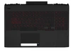 Клавиатура (топ-панель) для ноутбука HP Omen 15-DC черная с черным топкейсом и красными кнопками