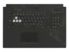 Клавиатура (топ-панель) для ноутбука Asus ROG Strix GL704GW черная с черным топкейсом, с подсветкой