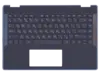 Клавиатура (топ-панель) для ноутбука HP Pavilion x360 14-DH черная с черным топкейсом, с синей окантовкой