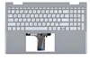 Клавиатура (топ-панель) для ноутбука HP Pavilion 15-ER серая с серебристым топкейсом (короткий шлейф подсветки)