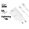 Блок питания (сетевой адаптер) HOCO N14 1xUSB-C 3А PD20W + USB-C кабель Lightning 8-pin 1м (белый)