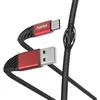 Кабель HAMA H-201540, USB Type-C (m) - USB (m), 1.5м, в оплетке, 3A, черный / красный [00201540]