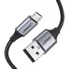 Кабель UGREEN US290, micro USB (m) - USB (m), 0.5м, в оплетке, 2A, черный / серый [60145]