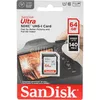 Карта памяти SDXC UHS-I Sandisk Ultra 64 ГБ, 140 МБ/с, Class 10, SDSDUNB-064G-GN6IN