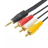 Аудиокабель 3RCA (тюльпан)-AUX 3.5 мм, 1 м, черный