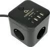 Cablexpert Сетевой фильтр cube, 3р, 10а, 1xtype-c pd, 3xusb, 1.5м, ур.защиты 4+, черный, короб, CUBE-3-CU3-B-1.5