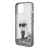 Чехол Karl Lagerfeld Liquid Glitter для iPhone 15 NFT Karl Ikonik Transparent/Black (KLHCP15SLKKNSK)