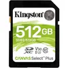 Карта памяти SDXC UHS-I U3 Kingston Canvas Select Plus 512 ГБ, 100 МБ/с, Class 10, SDS2/512GB, 1 шт., без адаптера