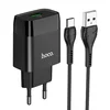 Сетевое зарядное устройство Hoco C72Q (1USB/5V/3A PD18W+QC3.0 + кабель Type-C) (белое)