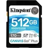 Карта памяти SDXC UHS-I U3 Kingston Canvas Go! Plus 512 ГБ, 170 МБ/с, Class 10, SDG3/512GB, 1 шт., без адаптера