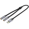 Кабель-переходник для наушников VENTION BGNHY, USB Type-C (m) - 2xJack 3.5 (f) , 0.3м, GOLD, черный