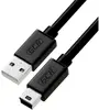 GCR Кабель 1.5m USB 2.0, AM/mini 5P, черный, ферритовые кольца, 28/28 AWG, экран, армированный, морозостойкий, GCR-51177