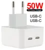 Адаптер питания на 2 Type-C (USB-C) с быстрой зарядкой PD 50W для MacBook, iPad и др. (Белый) (Чехлы для iPad 2, 3, 4 (9,7") - 2010, 2011, 2012)