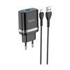 Сетевое зарядное устройство (СЗУ) Hoco N1 QC 3.0 + кабель MicroUSB, 2.4 А, черный