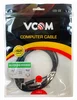 Аудио-кабель Jack 3.5mm (m) - Jack 3.5mm (f) удлинитель AUX (1,5 m) VCOM, чёрный, в техпаке