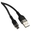 Кабель Unbroke Mаne USB/microUSB, нейлоновая оплетка, 3A, 1,2 м, черный/серый (УТ000029877)