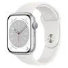 Смарт-часы Apple Watch Series 8 45mm Silver Aluminum Case with White Sport Band, размер S/M (MP6N3)