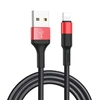 Кабель USB - Lightning 2.4A Hoco X26 1м (100 см) (Черный с красным) (Кабели Lightning)