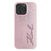 Чехол Karl Lagerfeld для iPhone 16 Pro, PU Wrinkled Signature Metal logo, розовый (KLHCP16LPFMFBKMP)