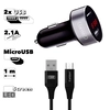 Автомобильная зарядка Earldom ES-121M 2xUSB, 2.1A, LED дисплей + кабель MicroUSB, 1м (черная)