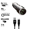 Автомобильная зарядка Earldom ES-KC3M 2xUSB, QC 3.0 3A + кабель MicroUSB, 1м (серый)