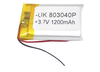 00-00019029 Аккумулятор 3.7V 1200mAh 8.0x30x40mm универсальный с проводками