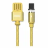 Кабель USB - Lightning (для iPhone) Remax RC-095i (магнитный, оплетка ткань) Золото