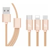 Кабель USB - 3в1 для [iPhone + MicroUSB + Type-C] Hoco X2 (оплетка нейлон) Золото