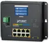 PLANET IP30, IPv6/IPv4, L2+ 8-Port 10/100/1000T 802.3at PoE + 2-Port 1G/2.5G SFP Wall-mount Managed Switch with LCD touch screen (-20~70 degrees C, du